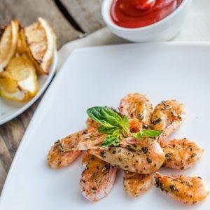 Shrimps with sauce
